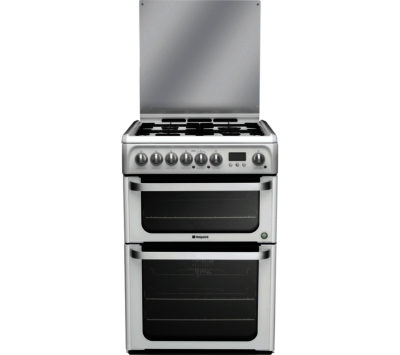 Hotpoint Ultima HUD61PS 60 cm Dual Fuel Cooker - White & Silver